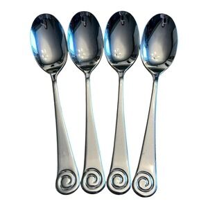 Robert Welch Ammonite Bright Glossy Set of 4 Oval Soup Spoons Stainless‎ China